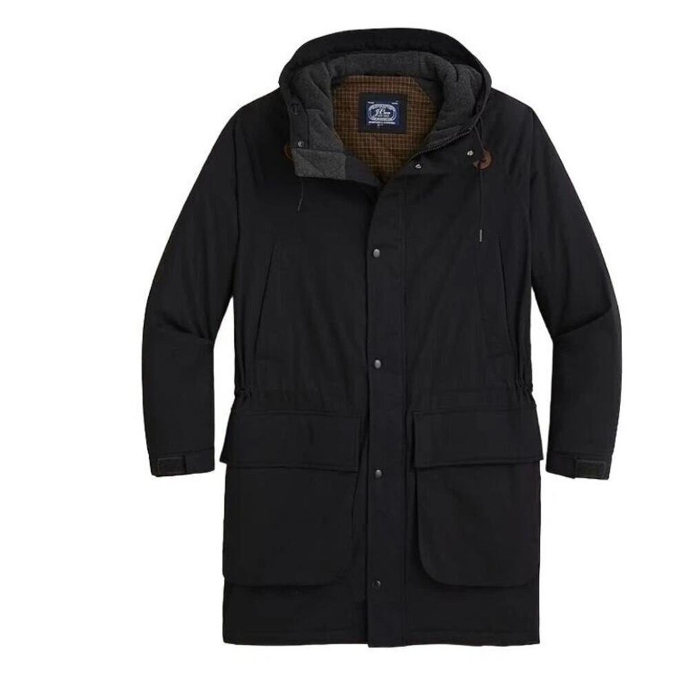 J.Crew Mens Hooded PrimaLoft Parka Jacket Coat Size L Black Utility Outdoor
